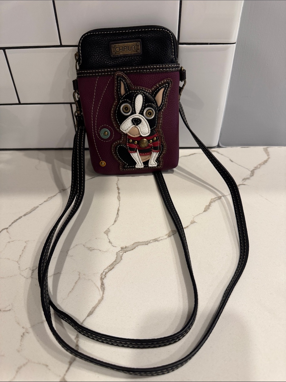 Chala Boston Terrier crossbody bag purse
